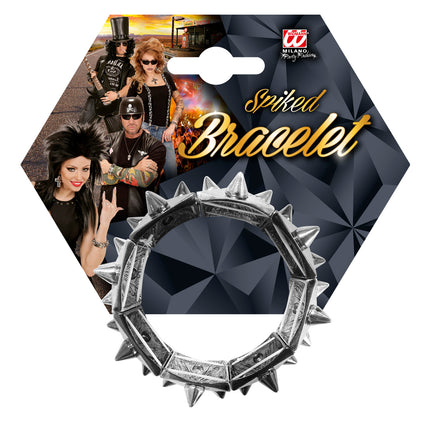 e-carnavalskleding-SYK Zwart zilveren spikes armbandjes
