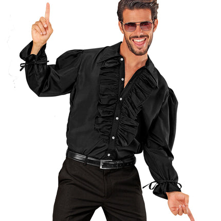 e-carnavalskleding-SYK Zwarte blouse met ruches