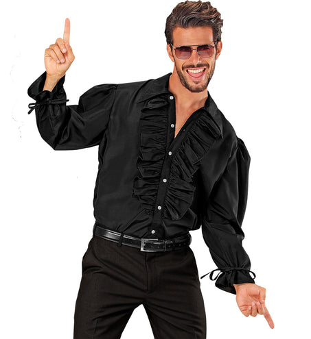 e-carnavalskleding-SYK Zwarte blouse met ruches