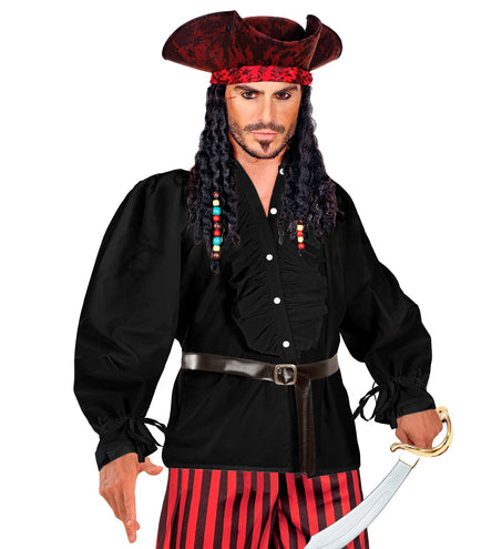 e-carnavalskleding-SYK Zwarte blouse met ruches