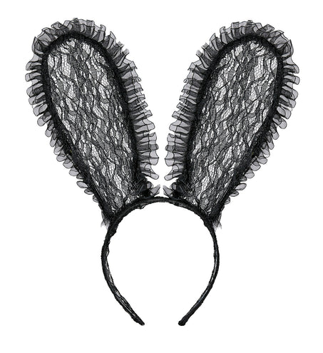e-carnavalskleding-SYK Zwarte bunny oren kant