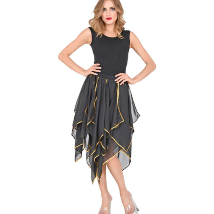 e-carnavalskleding-SYK Zwarte chiffon rok