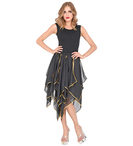 e-carnavalskleding-SYK Zwarte chiffon rok