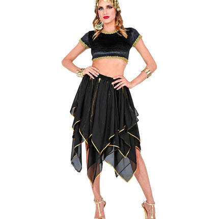 e-carnavalskleding-SYK Zwarte chiffon rok