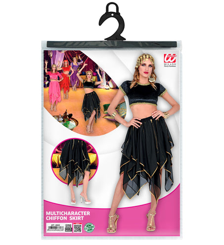 e-carnavalskleding-SYK Zwarte chiffon rok