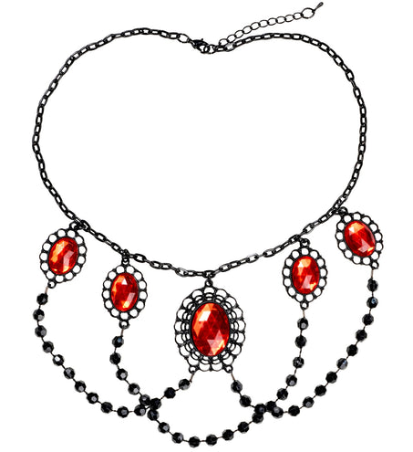 e-carnavalskleding-SYK zwarte choker met 5 rode stenen