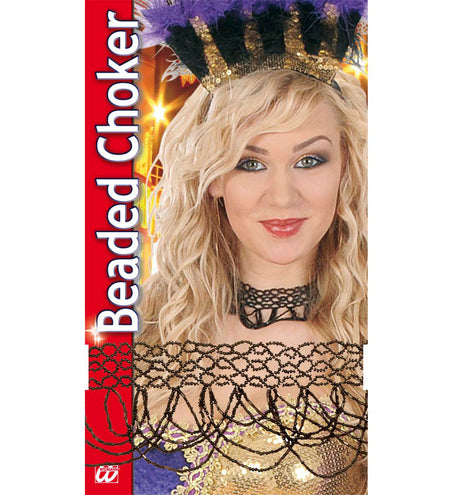 e-carnavalskleding-SYK Zwarte Choker Met Pareltjes