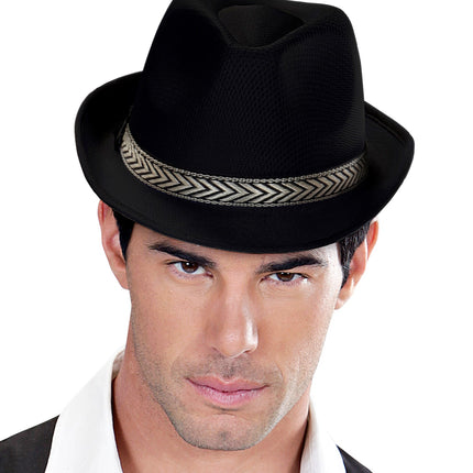 e-carnavalskleding-SYK zwarte fedora panama