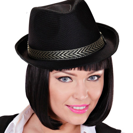 e-carnavalskleding-SYK zwarte fedora panama