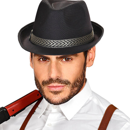 e-carnavalskleding-SYK zwarte fedora panama