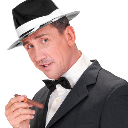 e-carnavalskleding-SYK Zwarte gangster hoed Al Capone plastic