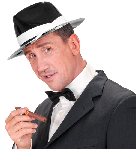 e-carnavalskleding-SYK Zwarte gangster hoed Al Capone plastic