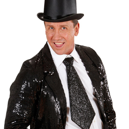 e-carnavalskleding-SYK Zwarte glitter stropdas