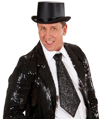 e-carnavalskleding-SYK Zwarte glitter stropdas