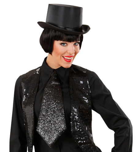 e-carnavalskleding-SYK Zwarte glitter stropdas