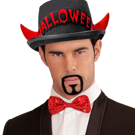e-carnavalskleding-SYK Zwarte hoge hoed Halloween met duivel hoorntjes