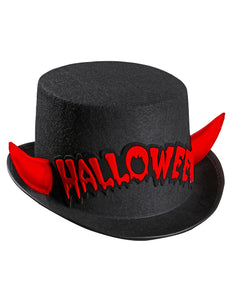 e-carnavalskleding-SYK Zwarte hoge hoed Halloween met duivel hoorntjes