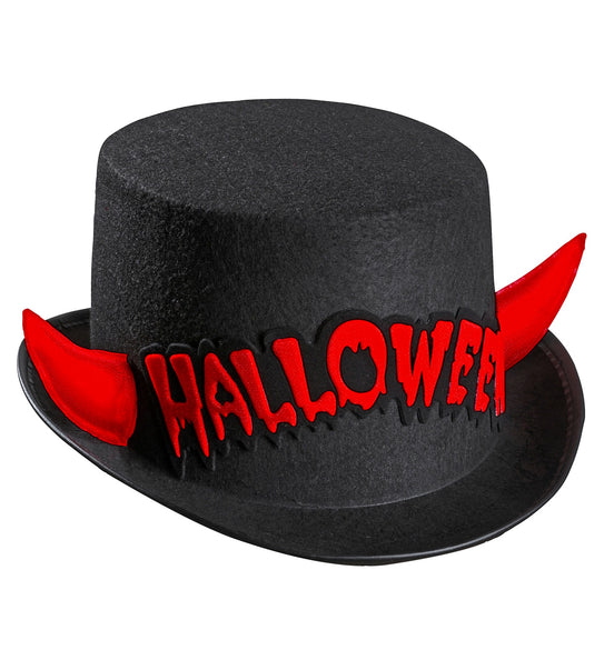 e-carnavalskleding-SYK Zwarte hoge hoed Halloween met duivel hoorntjes