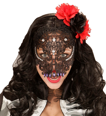 e-carnavalskleding-SYK Zwarte maskers met steentjes