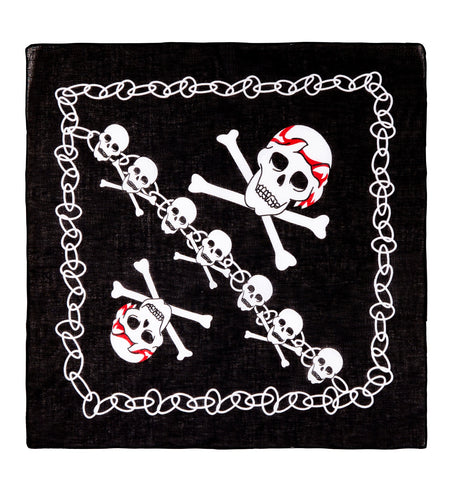 e-carnavalskleding-SYK Zwarte piratenbandana met schedels