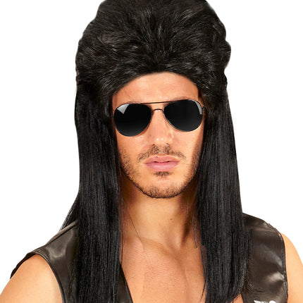 e-carnavalskleding-SYK Zwarte rocker pruiken voor mannen