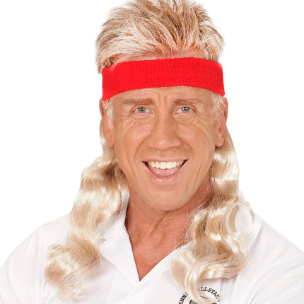 e-carnavalskleding-SYK Zweetband rood met blond haar