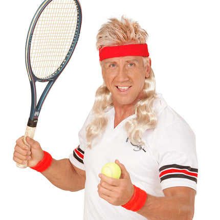 e-carnavalskleding-SYK Zweetband rood met blond haar