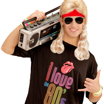e-carnavalskleding-SYK Zweetband rood met blond haar