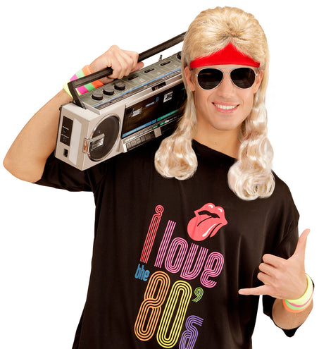 e-carnavalskleding-SYK Zweetband rood met blond haar