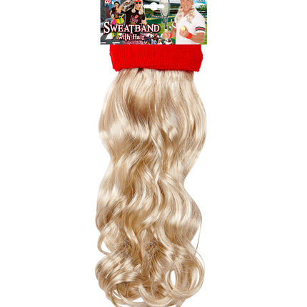 e-carnavalskleding-SYK Zweetband rood met blond haar