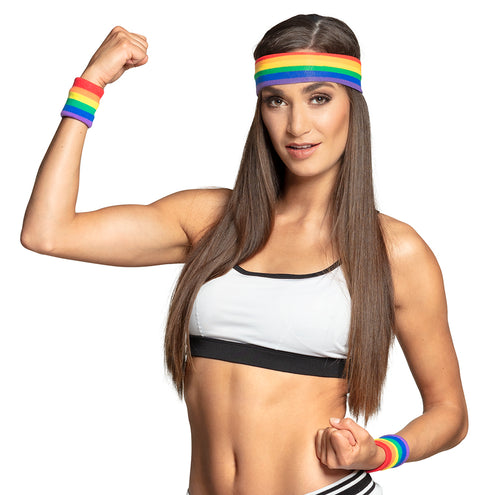 E-Carnavalskleding.nl 3 Zweetbandjes regenboog