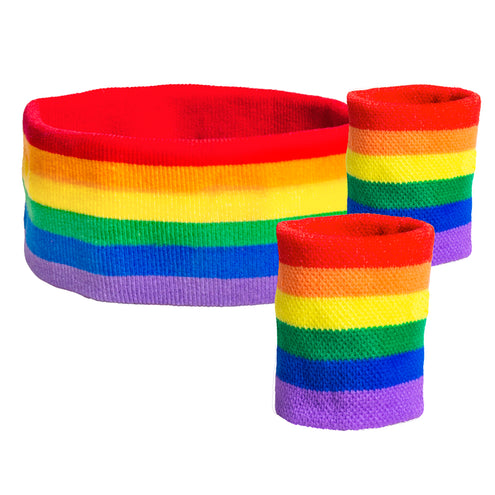 E-Carnavalskleding.nl 3 Zweetbandjes regenboog