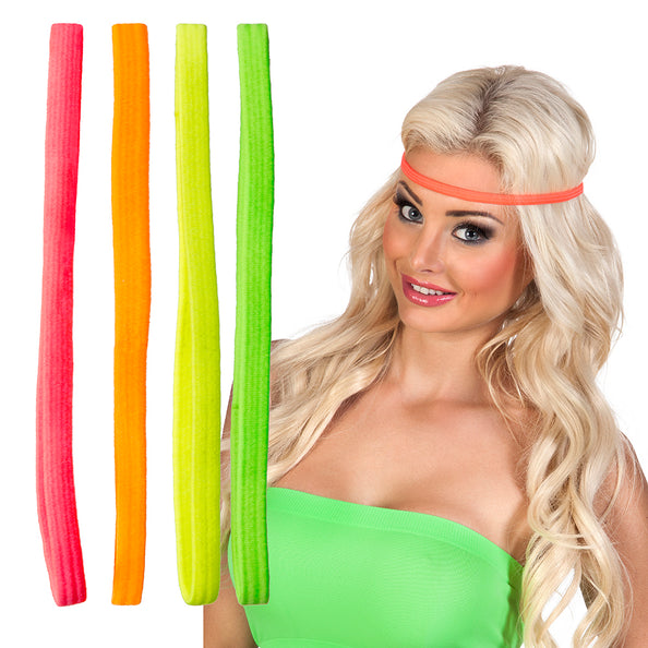E-Carnavalskleding.nl 4 Elastieke haarbandjes neon