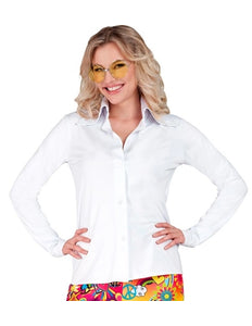 E-Carnavalskleding.nl 70's groovy dames shirt wit