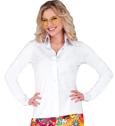 E-Carnavalskleding.nl 70's groovy dames shirt wit