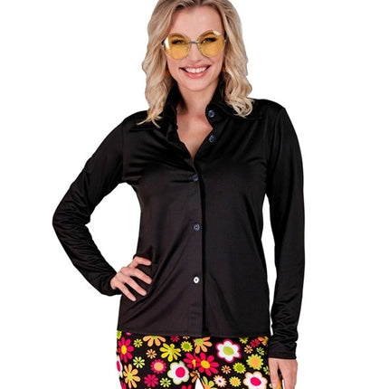 E-Carnavalskleding.nl 70's groovy shirt dames zwart
