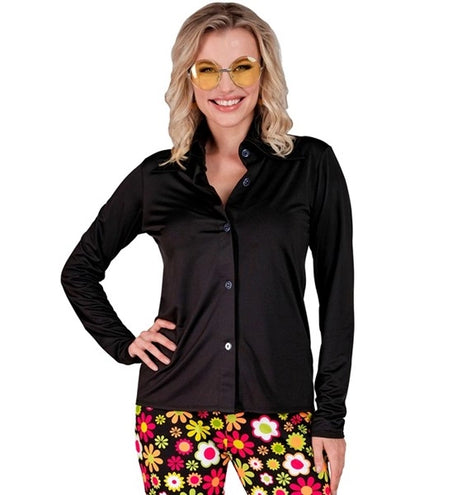 E-Carnavalskleding.nl 70's groovy shirt dames zwart