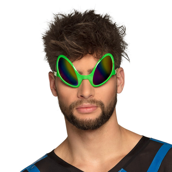 E-Carnavalskleding.nl Alien bril groen