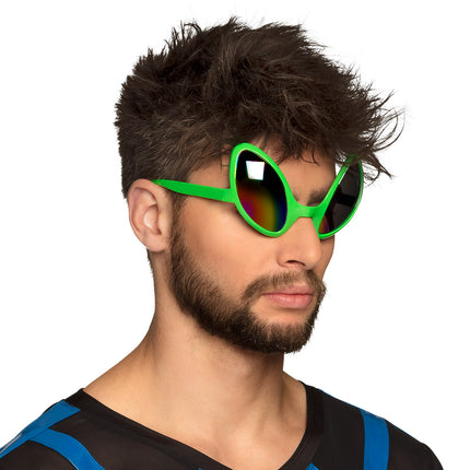 E-Carnavalskleding.nl Alien bril groen