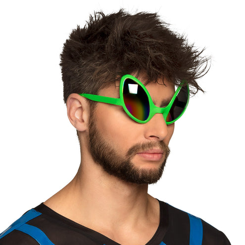 E-Carnavalskleding.nl Alien bril groen