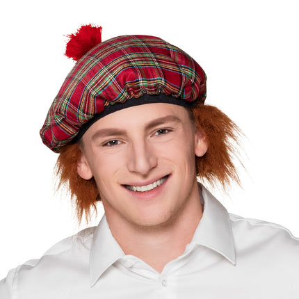 E-Carnavalskleding.nl Baret Mr Tartan rood