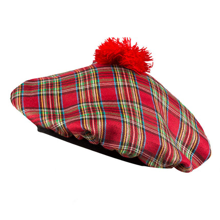 E-Carnavalskleding.nl Baret Mrs Tartan rood