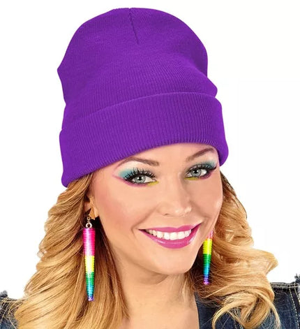 E-Carnavalskleding.nl Beanie paars muts Thomas