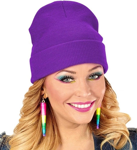 E-Carnavalskleding.nl Beanie paars muts Thomas