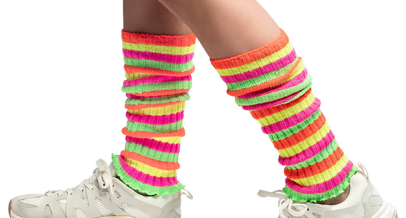 E-Carnavalskleding.nl Beenwarmers Neon gestreept