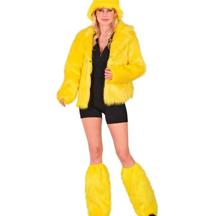 E-Carnavalskleding.nl Beenwarmers pluche geel Roos