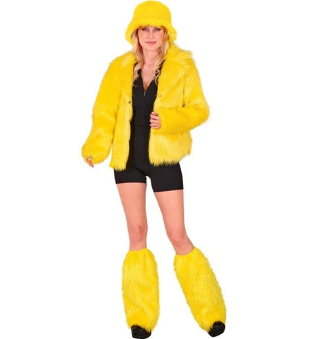 E-Carnavalskleding.nl Beenwarmers pluche geel Roos