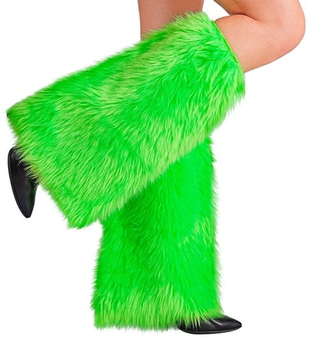 E-Carnavalskleding.nl Beenwarmers pluche neon groen