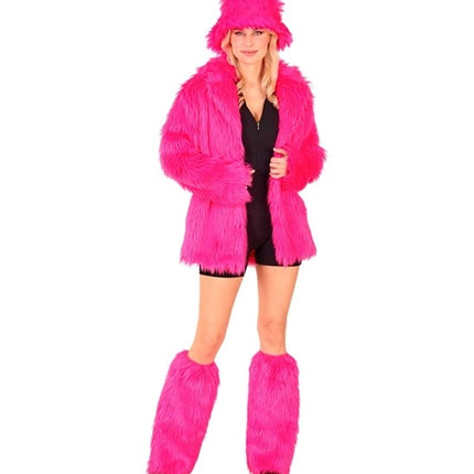 E-Carnavalskleding.nl Beenwarmers pluche neon roze Julia