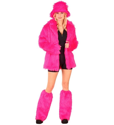 E-Carnavalskleding.nl Beenwarmers pluche neon roze Julia